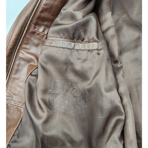 Cremieux Lambskin Jacket Mens XL Brown Bomber Flight Zip Bib Double… - Picture 10 of 16